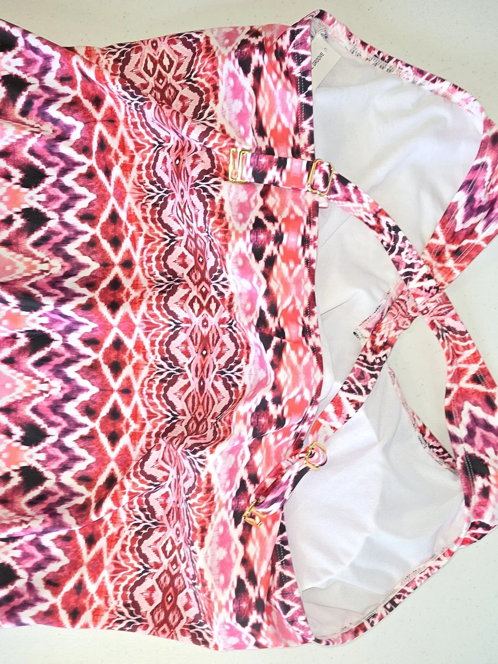 Sonnet Shores Floral Groove V-Neck Pink Geometric Swim Tank Top Tankini 24W